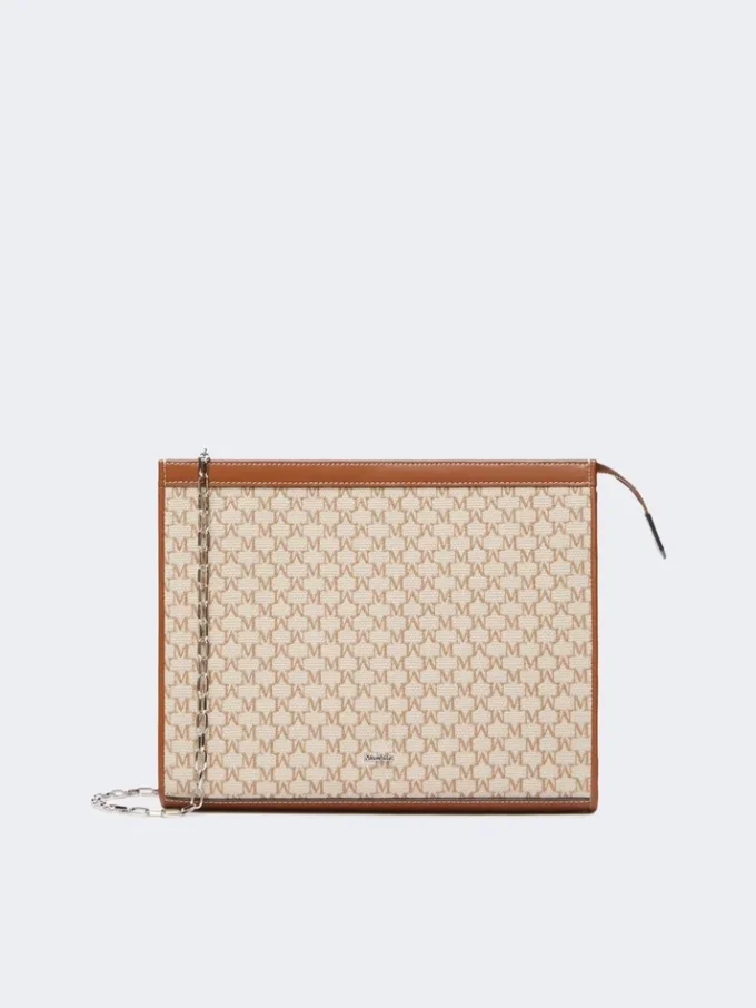 Middelgrote tas van katoenjacquard, hazelnootbruin Middelgrote tas van katoenjacquard, hazelnootbruin
