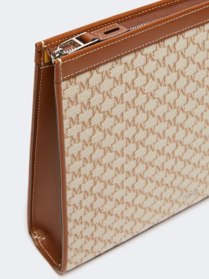 Middelgrote tas van katoenjacquard, hazelnootbruin Middelgrote tas van katoenjacquard, hazelnootbruin