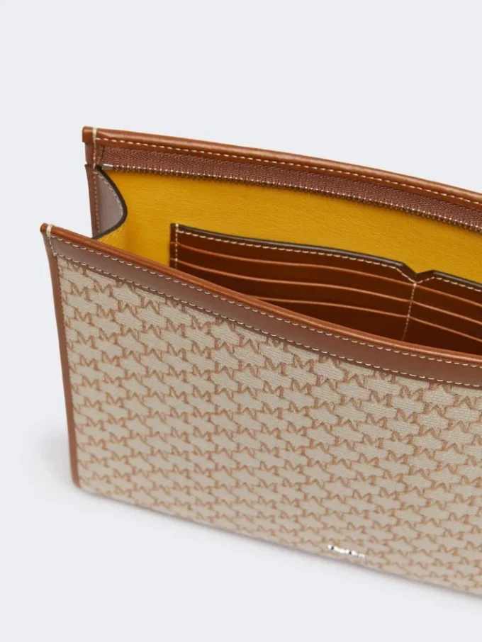 Middelgrote tas van katoenjacquard, hazelnootbruin Middelgrote tas van katoenjacquard, hazelnootbruin