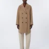 Midi-jas van wollen broadcloth, beige Midi-jas van wollen broadcloth, beige