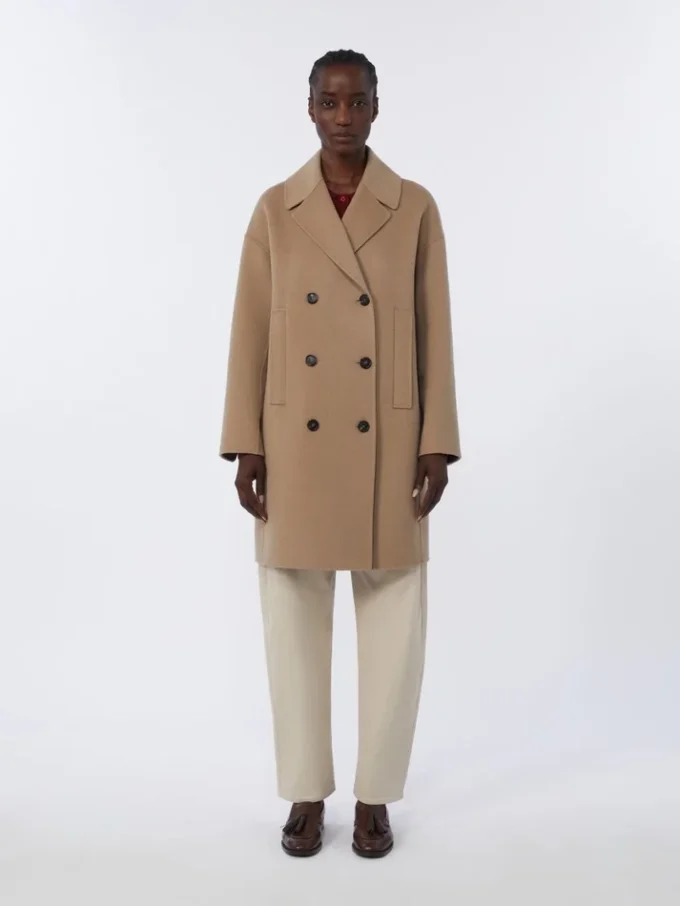 Midi-jas van wollen broadcloth, beige Midi-jas van wollen broadcloth, beige