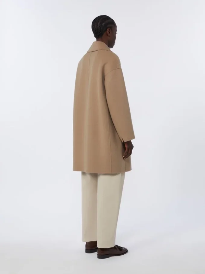 Midi-jas van wollen broadcloth, beige Midi-jas van wollen broadcloth, beige