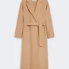 Midi-jas van wollen broadcloth, camel Midi-jas van wollen broadcloth, camel