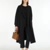 Midi-jas van wollen broadcloth, middernachtblauw