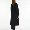 Midi-jas van wollen broadcloth, middernachtblauw