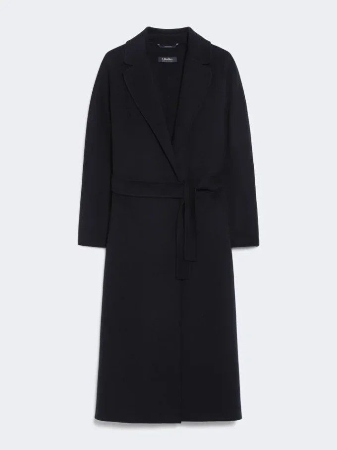 Midi-jas van wollen broadcloth, middernachtblauw