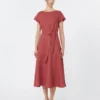 Midi-jurk van linnen canvas, kersenrood Midi-jurk van linnen canvas, kersenrood