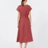 Midi-jurk van linnen canvas, kersenrood Midi-jurk van linnen canvas, kersenrood