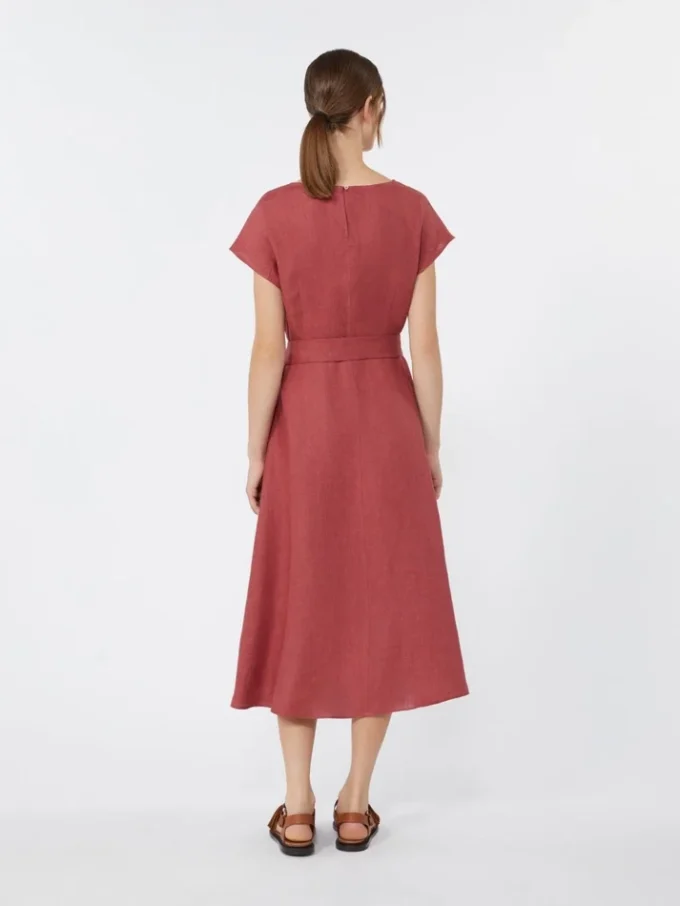 Midi-jurk van linnen canvas, kersenrood Midi-jurk van linnen canvas, kersenrood
