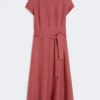 Midi-jurk van linnen canvas, kersenrood Midi-jurk van linnen canvas, kersenrood