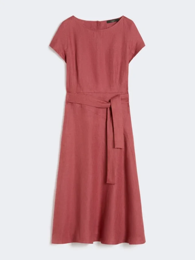 Midi-jurk van linnen canvas, kersenrood Midi-jurk van linnen canvas, kersenrood