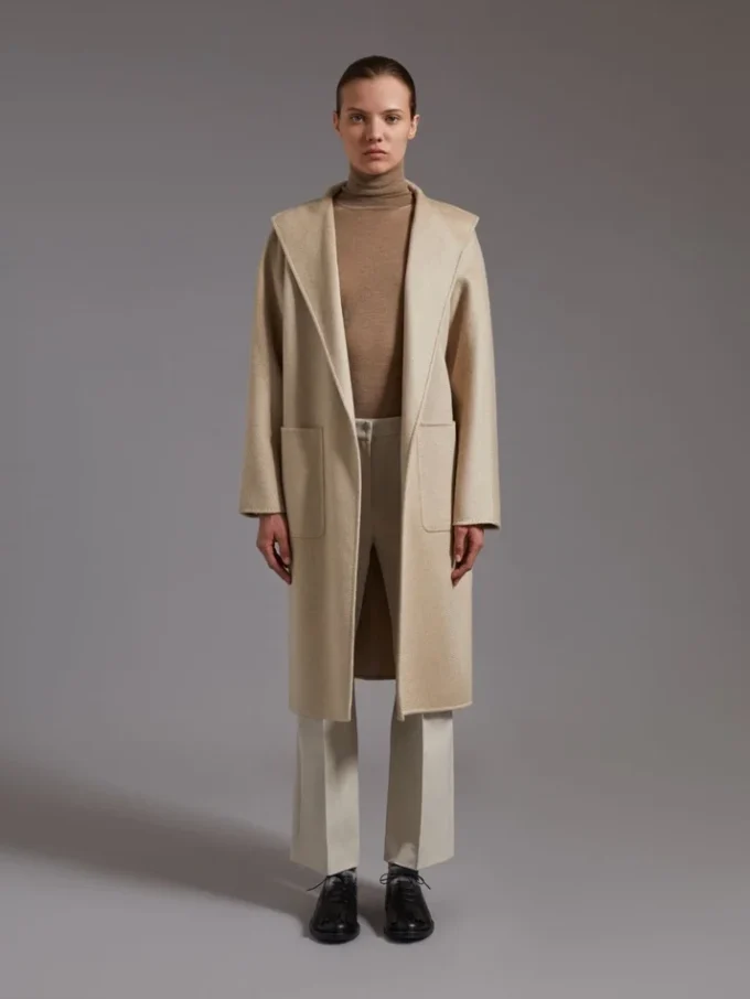 Midi-kasjmier vestjas, zandkleur