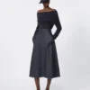 Midi-rok van katoen met denimlook, middernachtblauw Midi-rok van katoen met denimlook, middernachtblauw