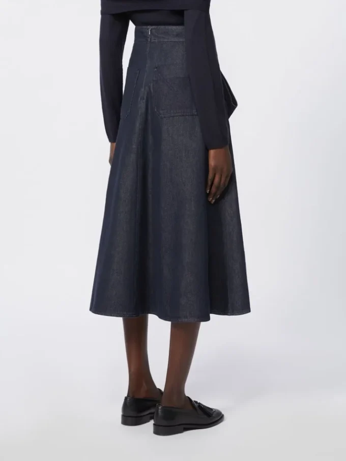 Midi-rok van katoen met denimlook, middernachtblauw Midi-rok van katoen met denimlook, middernachtblauw