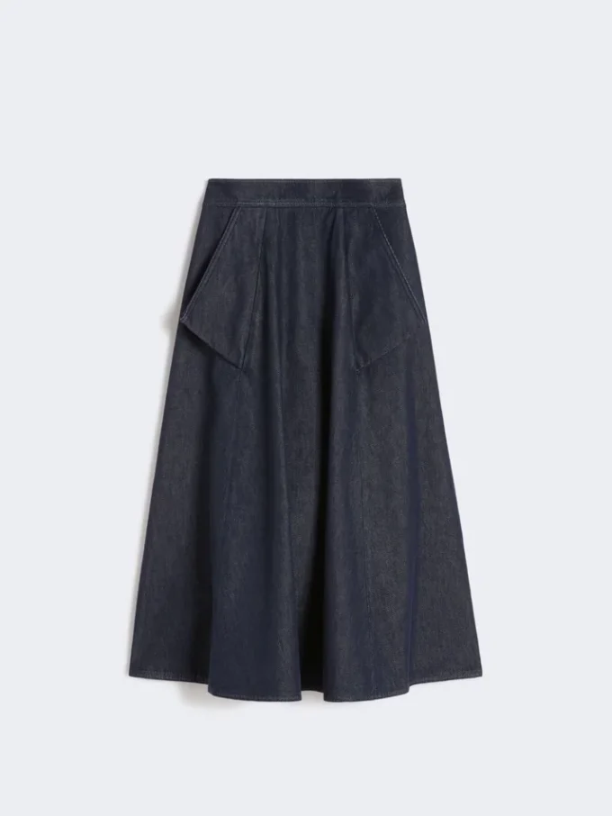 Midi-rok van katoen met denimlook, middernachtblauw Midi-rok van katoen met denimlook, middernachtblauw