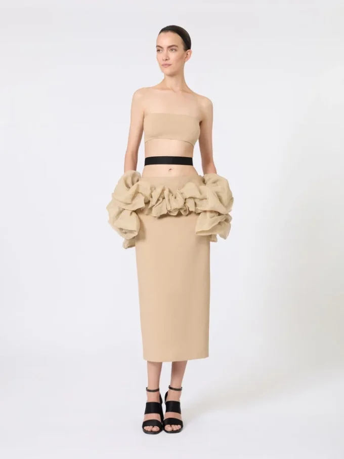 Bandeau-bh van stretchviscose, camel