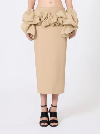 Midi-rok van viscose jersey met ruches, camel Midi-rok van viscose jersey met ruches, camel