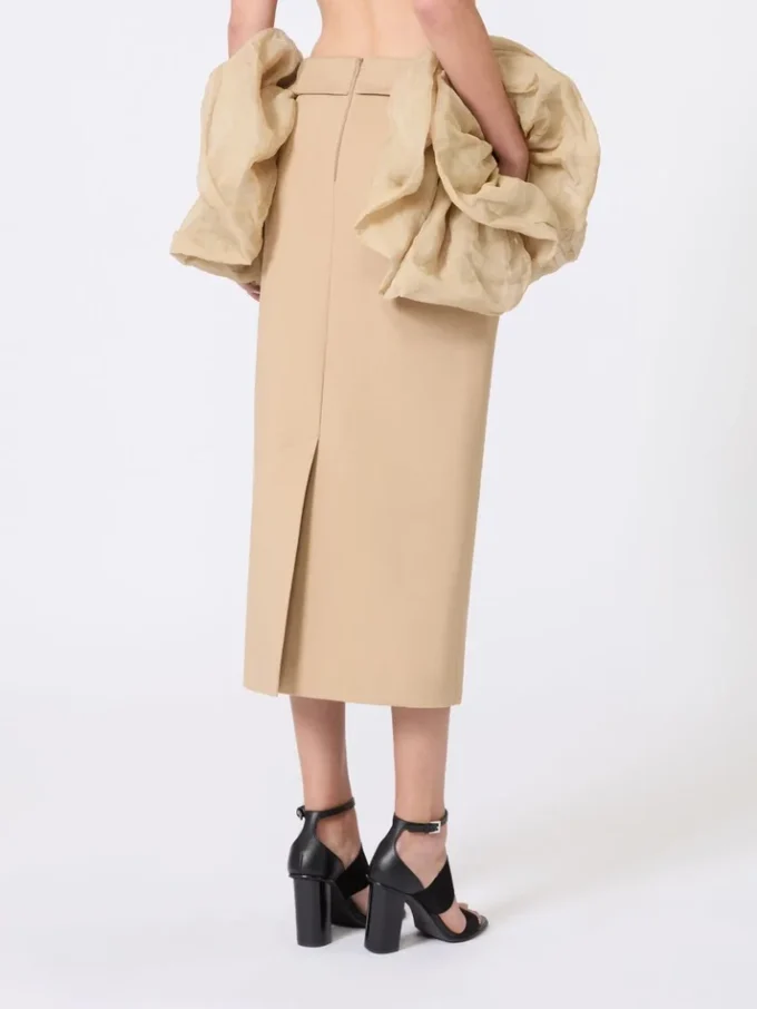 Midi-rok van viscose jersey met ruches, camel Midi-rok van viscose jersey met ruches, camel