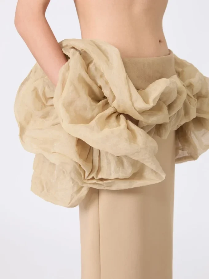 Midi-rok van viscose jersey met ruches, camel Midi-rok van viscose jersey met ruches, camel