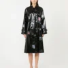 Midi-trenchcoat van gabardine met vinyl-effect, zwart Midi-trenchcoat van gabardine met vinyl-effect, zwart
