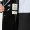 Midi-trenchcoat van gabardine met vinyl-effect, zwart Midi-trenchcoat van gabardine met vinyl-effect, zwart