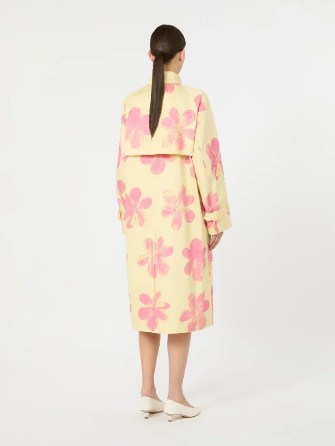 Midi-trenchcoat van waterafstotende gabardine met patroon, geel Midi-trenchcoat van waterafstotende gabardine met patroon, geel