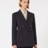 Milano-knit double-breasted jersey blazer, marineblauw Milano-knit double-breasted jersey blazer, marineblauw