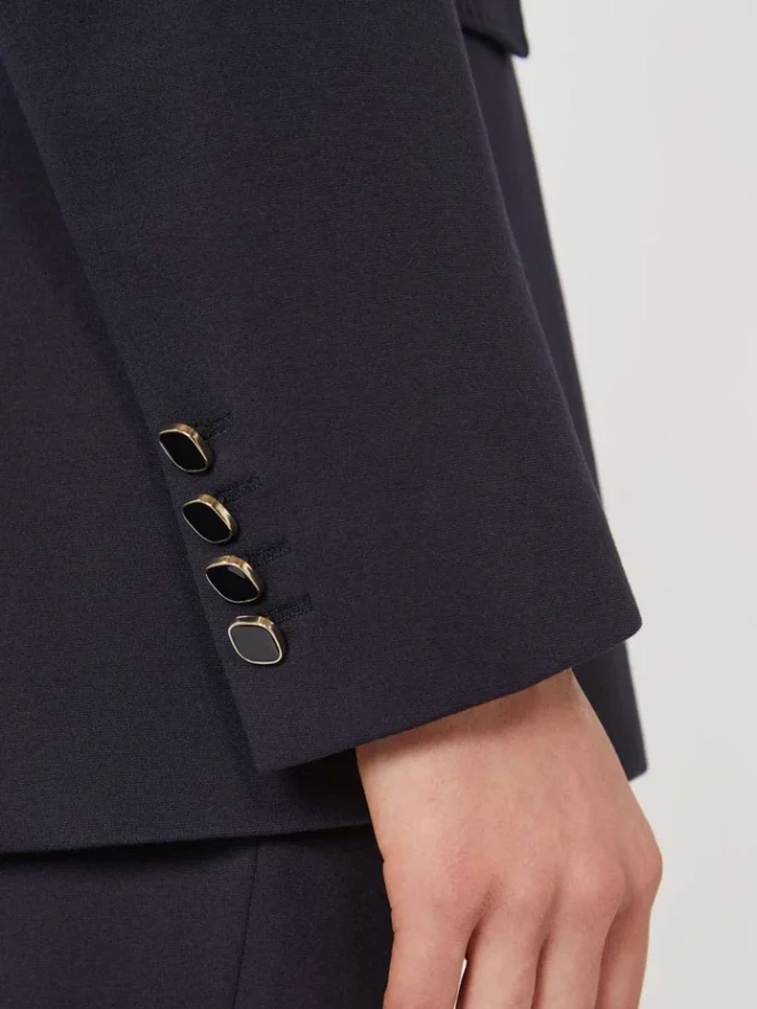 Milano-knit double-breasted jersey blazer, marineblauw Milano-knit double-breasted jersey blazer, marineblauw