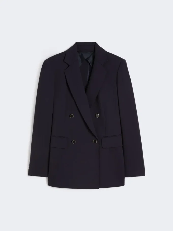 Milano-knit double-breasted jersey blazer, marineblauw Milano-knit double-breasted jersey blazer, marineblauw