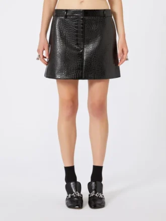 Minirok van lakleer met alligatorlook, zwart