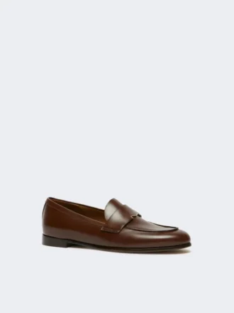 Mocassins van halfglanzend leer, cacao