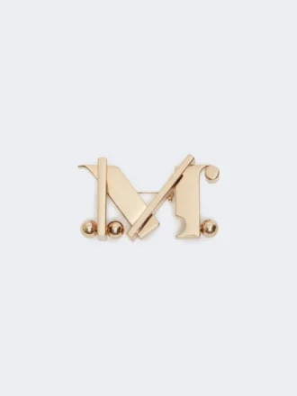 Monogram metalen broche, goud Monogram metalen broche, goud
