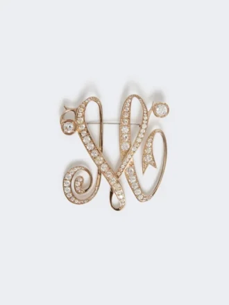 Monogrambroche met strass, ivoorkleurig Monogrambroche met strass, ivoorkleurig