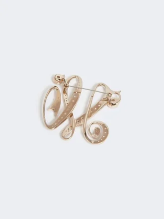 Monogrambroche met strass, ivoorkleurig Monogrambroche met strass, ivoorkleurig