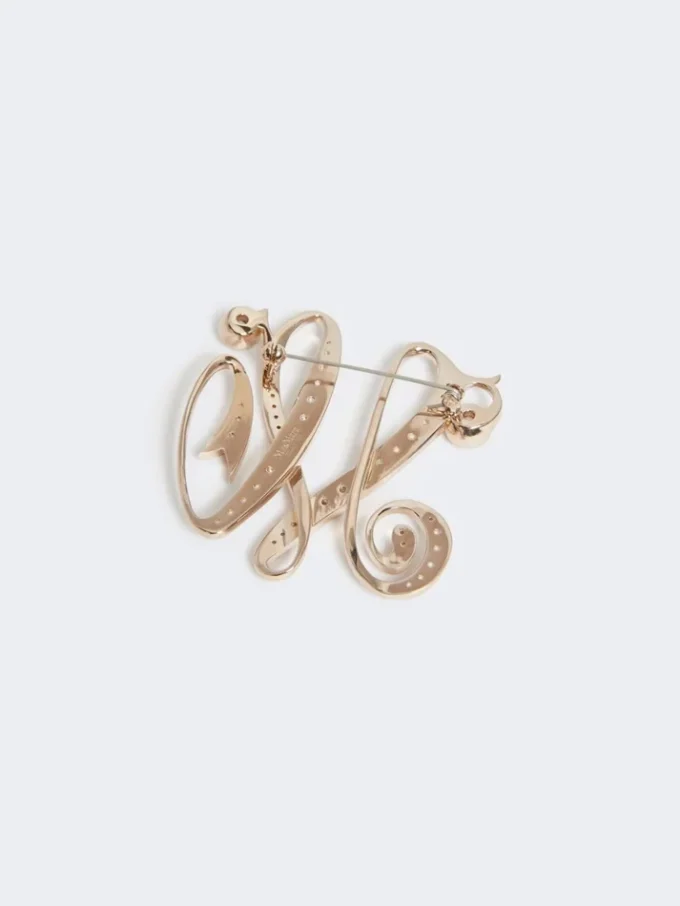 Monogrambroche met strass, ivoorkleurig Monogrambroche met strass, ivoorkleurig