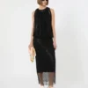 Mouwloze jersey jurk met kristallen, zwart Mouwloze jersey jurk met kristallen, zwart