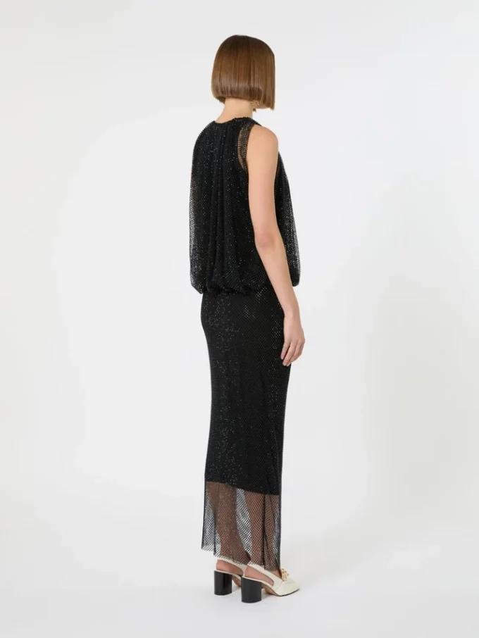 Mouwloze jersey jurk met kristallen, zwart Mouwloze jersey jurk met kristallen, zwart