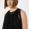 Mouwloze jersey jurk met kristallen, zwart Mouwloze jersey jurk met kristallen, zwart