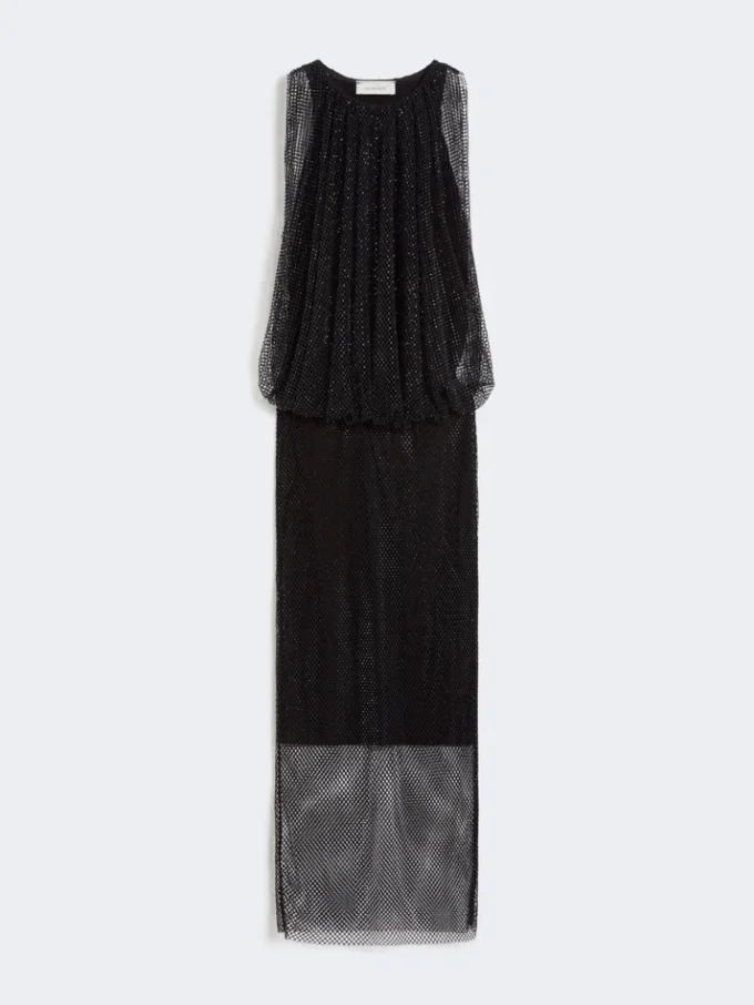 Mouwloze jersey jurk met kristallen, zwart Mouwloze jersey jurk met kristallen, zwart