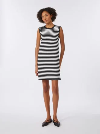 Mouwloze jurk van viscose crêpe, zwart