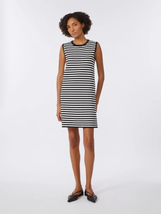 Mouwloze jurk van viscose crêpe, zwart Mouwloze jurk van viscose crêpe, zwart