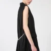 Mouwloze stretch-wollen blazer, zwart