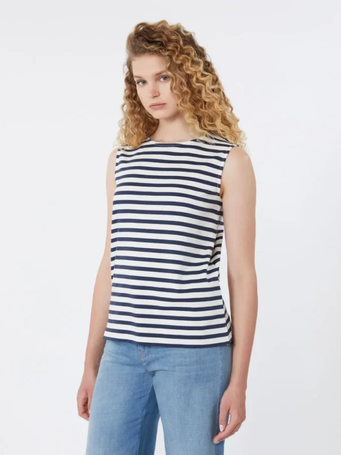 Mouwloze top van interlock jersey, marineblauw Mouwloze top van interlock jersey, marineblauw