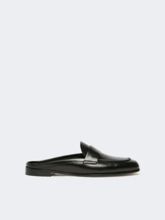 Mule-moccasins van glad leer, zwart