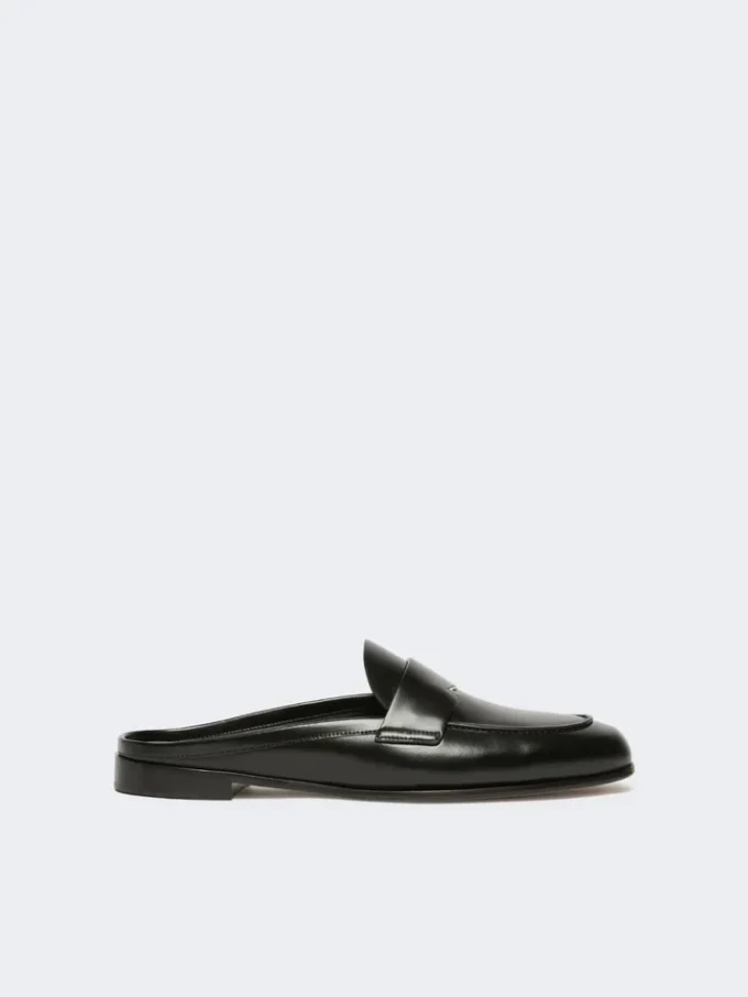 Mule-moccasins van glad leer, zwart Mule-moccasins van glad leer, zwart