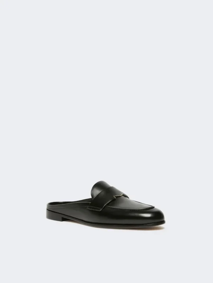 Mule-moccasins van glad leer, zwart Mule-moccasins van glad leer, zwart