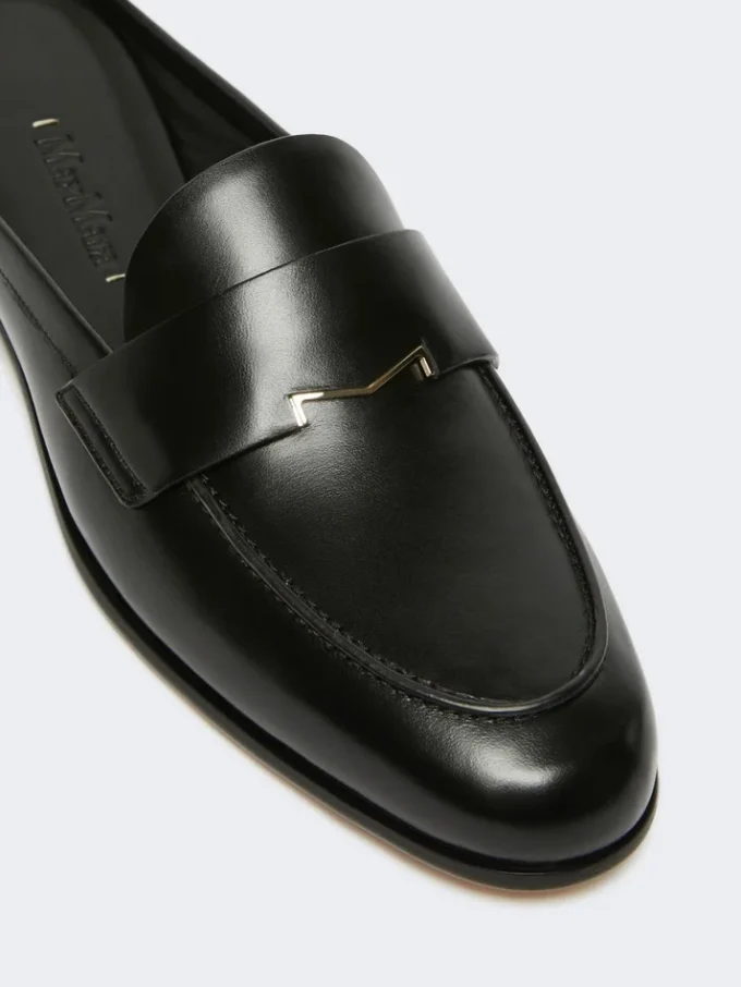 Mule-moccasins van glad leer, zwart Mule-moccasins van glad leer, zwart