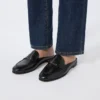Mule-moccasins van glad leer, zwart Mule-moccasins van glad leer, zwart