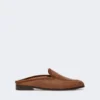 Mules van canvas met raffia-effect, amberbruin Mules van canvas met raffia-effect, amberbruin