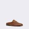 Mules van canvas met raffia-effect, amberbruin Mules van canvas met raffia-effect, amberbruin